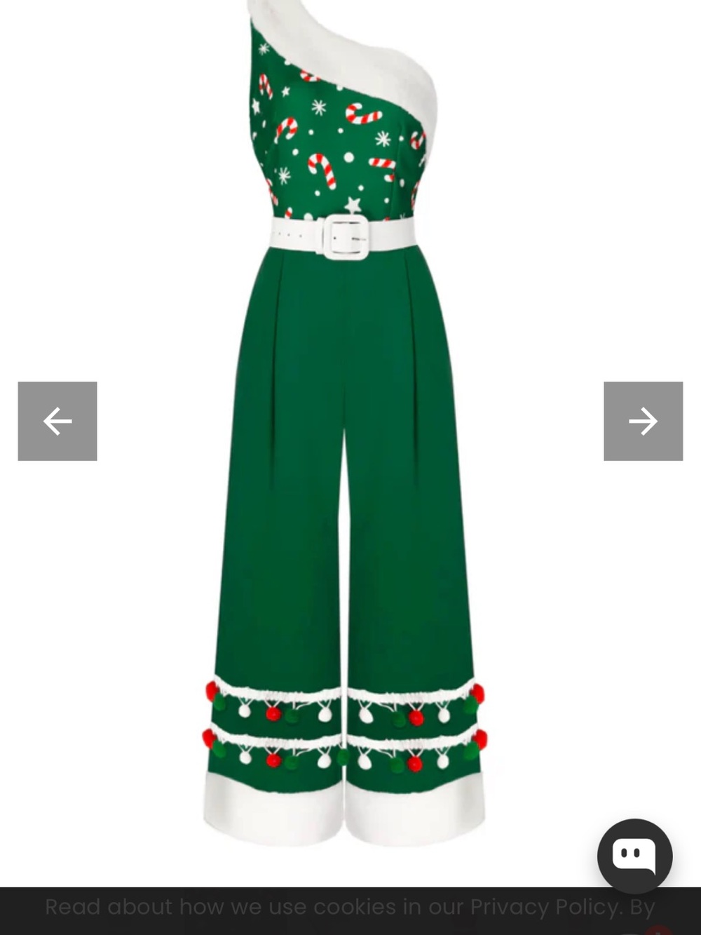 Women's Green Wide-Leg One-Shoulder Holiday Jumpsuit